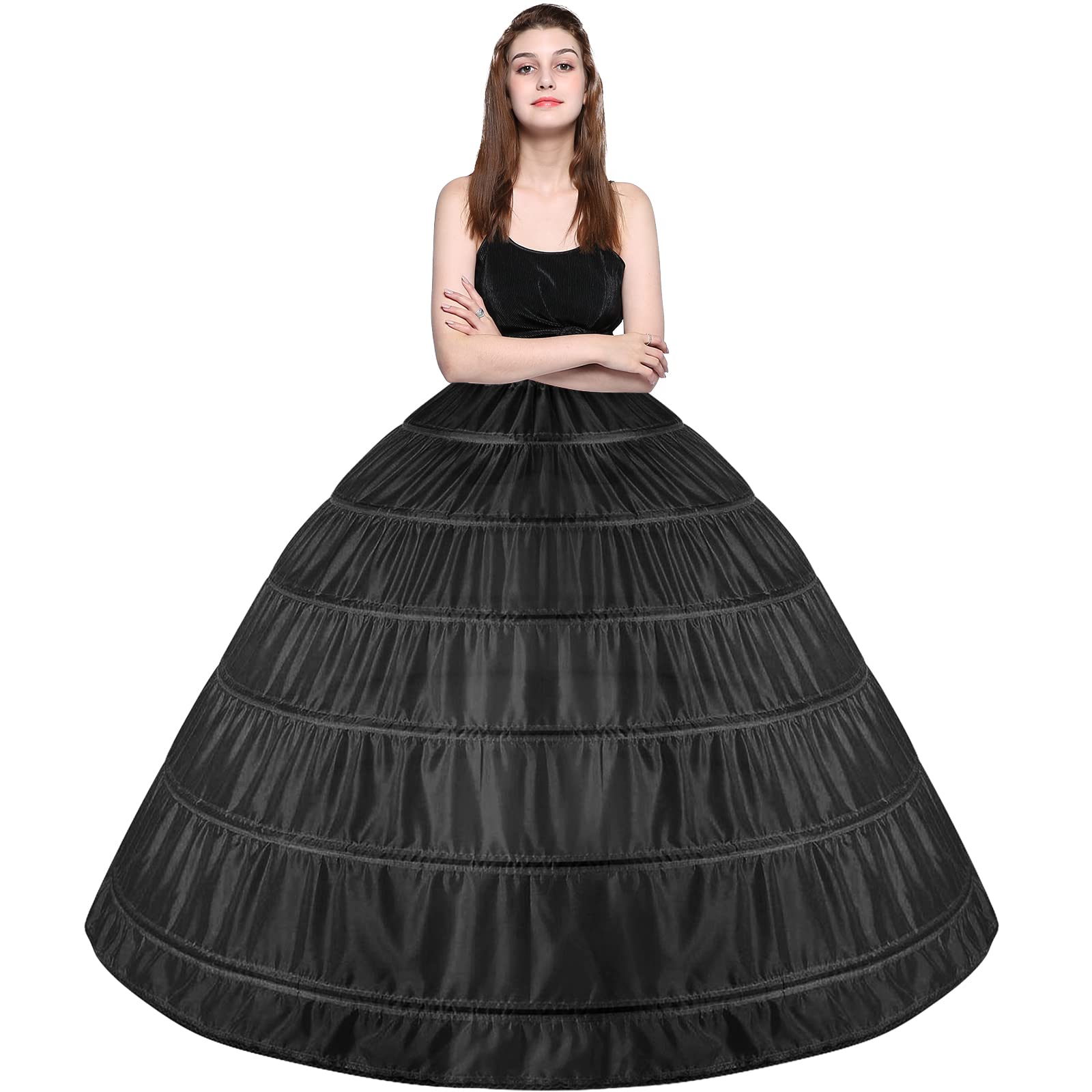 AOSUYOU Women's 4 Hoops 6 Hoops Petticoat Skirt for Party Wedding Crinoline Slip Underskirt