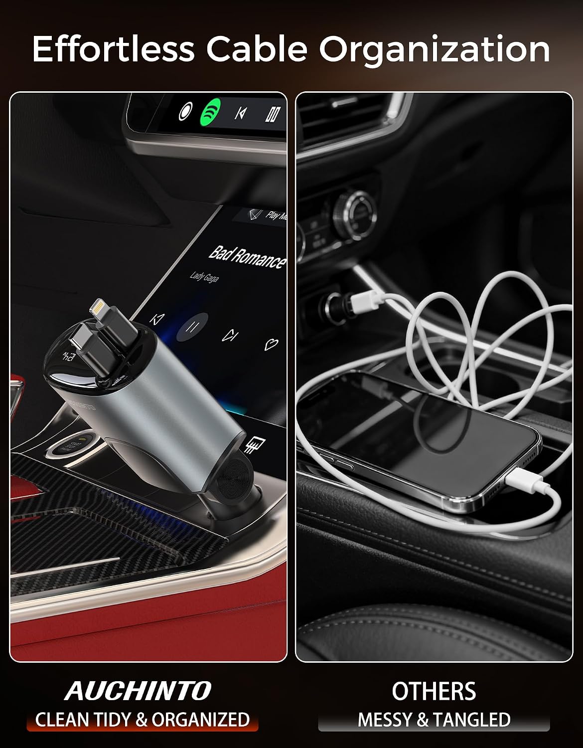 Retractable Car Charger 100W Car Phone Charger with Cables Fast Charging,Cigarette Lighter USB Charger for iPhone 17 16 15 14 13 12 11 Samsung Pixel,Travel Essentials Car Accessories Gifts for Him Her