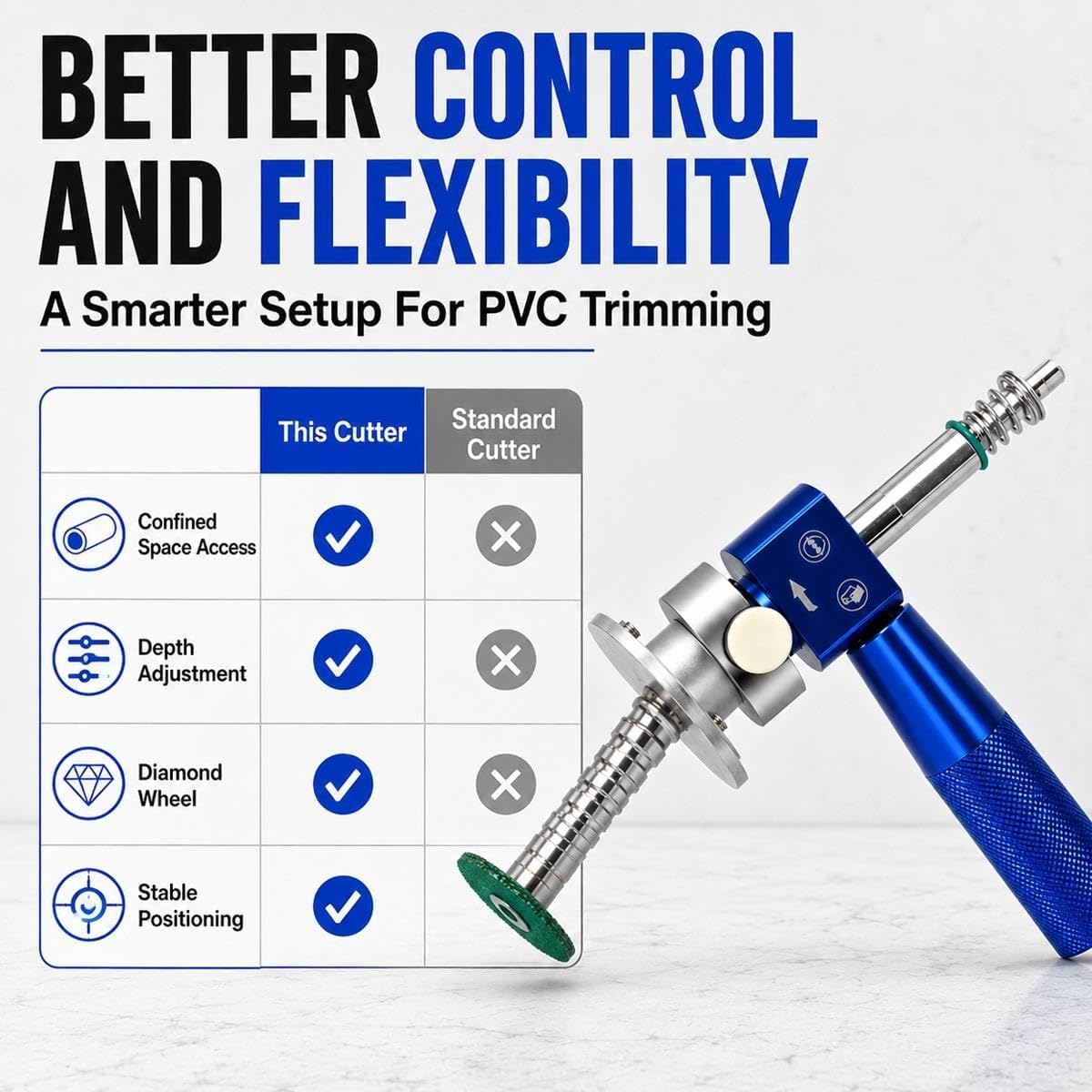 Inside Pipe Cutter for Pvc Abs with Diamond Grit Wheel,6-105mm Adjustable Depth,1/4 Hex Shank for Drills