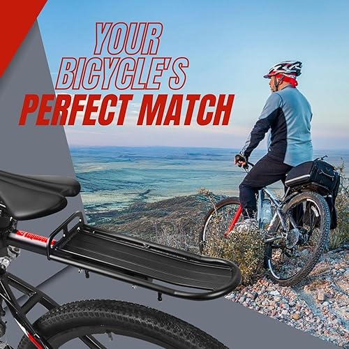 Miniatura 2 de Flexzion Portabicicletas ajustable, capacidad de 20 libras, color negro, soporte de carga trasero para bicicleta, soporte universal de aluminio