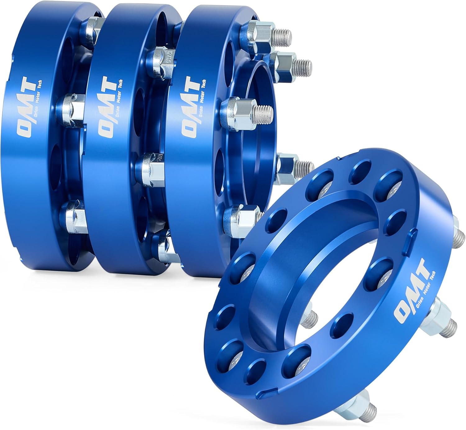 Orion Motor Tech 6x5.5 Wheel Spacers 1.25in Blue Wheel Spacer Kit Compatible with FJ Cruiser Tacoma 4Runner Tundra, 6x139.7mm Hub Centric Wheel Spacers 106mm Bore with 12x1.5 Studs, Set of 4