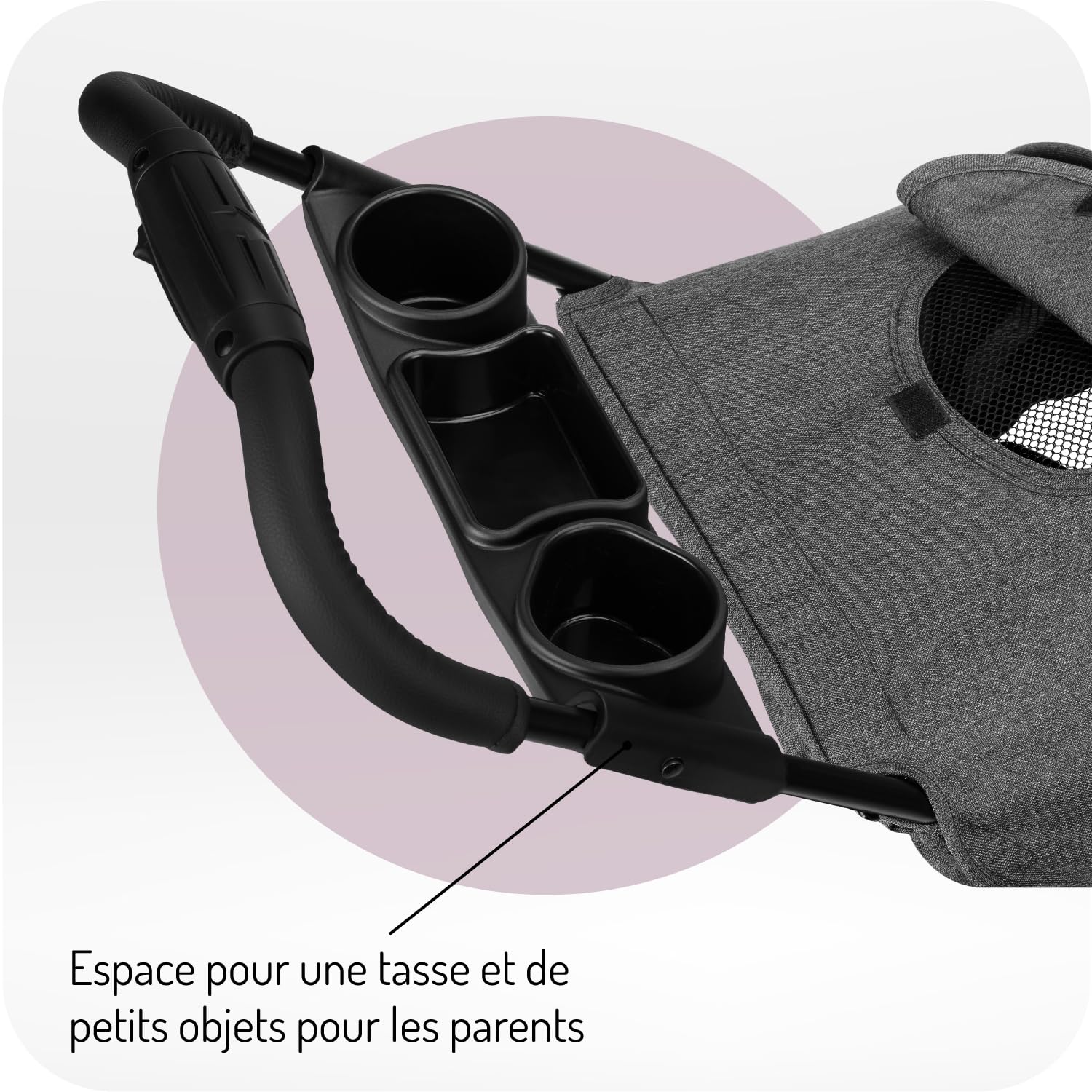 Poussette MoMi ISLA 6 mois 15 kg harnais 5 points panier couvre-pieds porte-gobelet plateau goûter sac couches