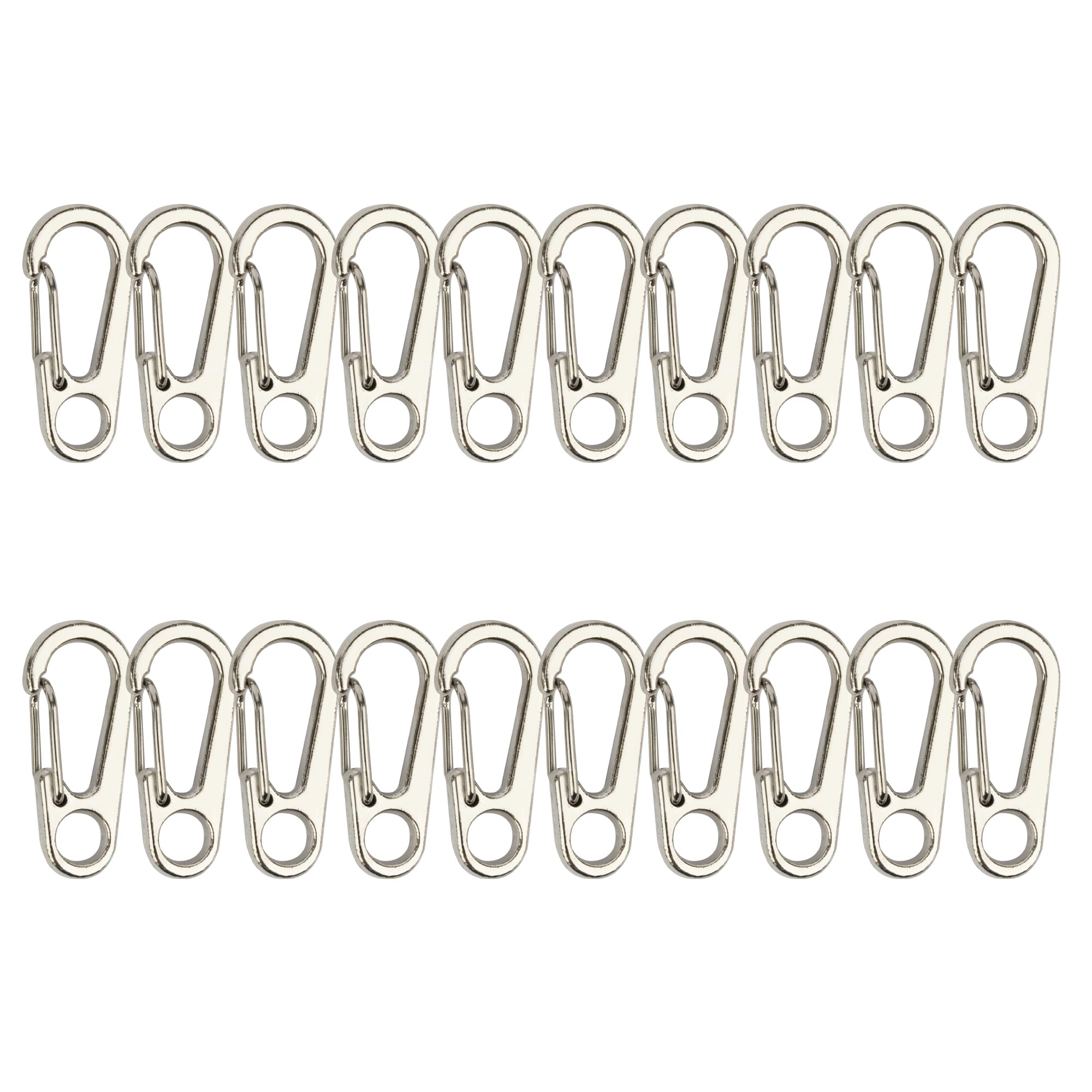 Temlum 3.3 cm Mini Carabiner Clip Aluminum Keyring Clips Snap Hook Small Carabiner Clips for Keys, Backpack, Fishing, Camping, Outdoor (Silver 20pcs)