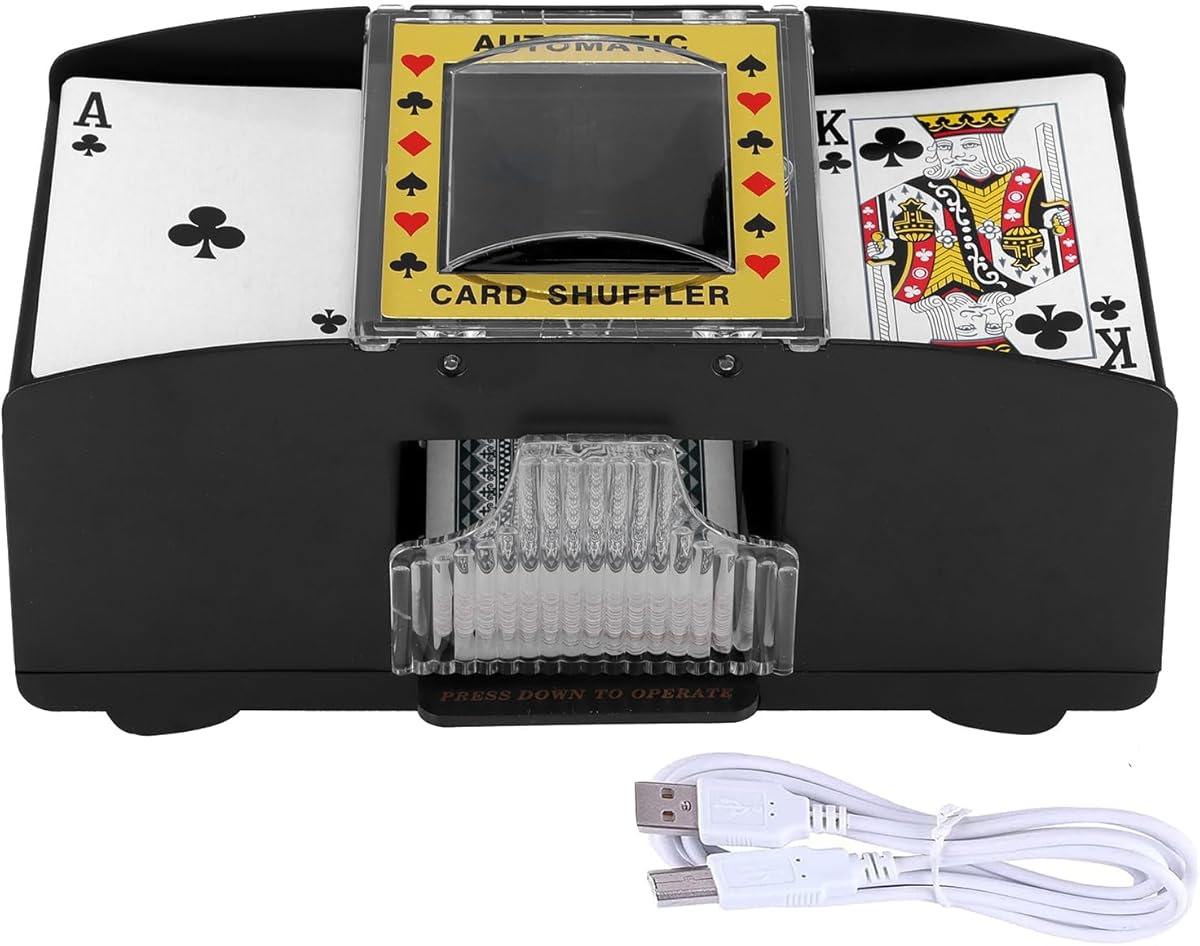 Automatic Card Shuffler Machine - Electronic Casino Poker 2 Deck Shuffling, Battery Operated -One/Two Deck Card Shufflers Sorter, Cards Playing Tool Accessories (2 Deck Usb and Battery)