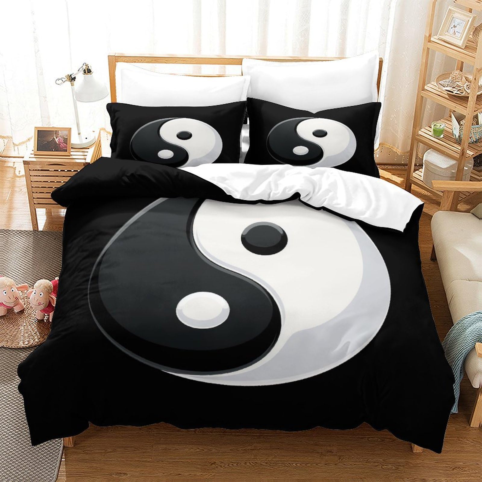 Linge de lit super king size microfibre parure de couette 260x220 motif géométrique