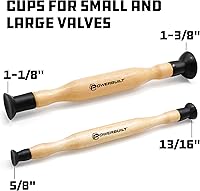 Vista 2 de Powerbuilt Juego de 2 piezas de amoladora de válvula de doble taza, juego de herramientas para pulir válvula de agarre de doble extremo, tamaños