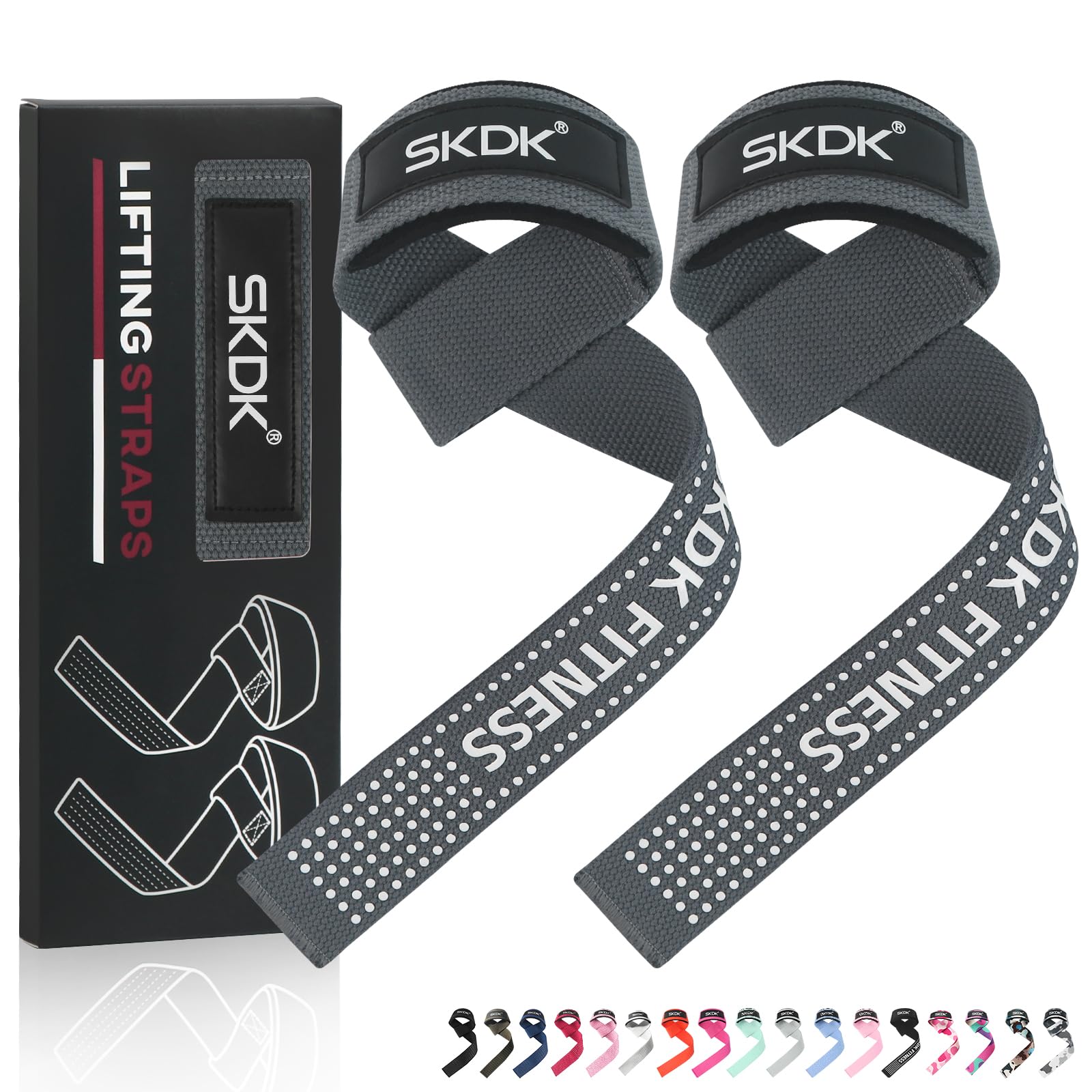 SKDK XFIT Cotton Wrist Straps with Neoprene Padding and Non-Slip Silicone for Weightlifting, Strength Training, Xfit