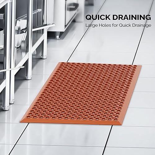 Miniatura 2 de ROVSUN Paquete de 2 tapetes de goma entrelazados de 36 x 36 pulgadas para restaurante, cocina, bar, garaje, suelos antifatiga, antideslizante, para