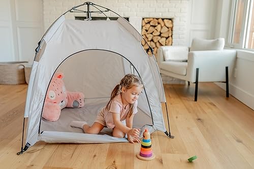Miniatura 4 de Tienda de campaña emergente para niños, no requiere instalación, color neutro, 4 x 4 x 4 pies (gris claro)