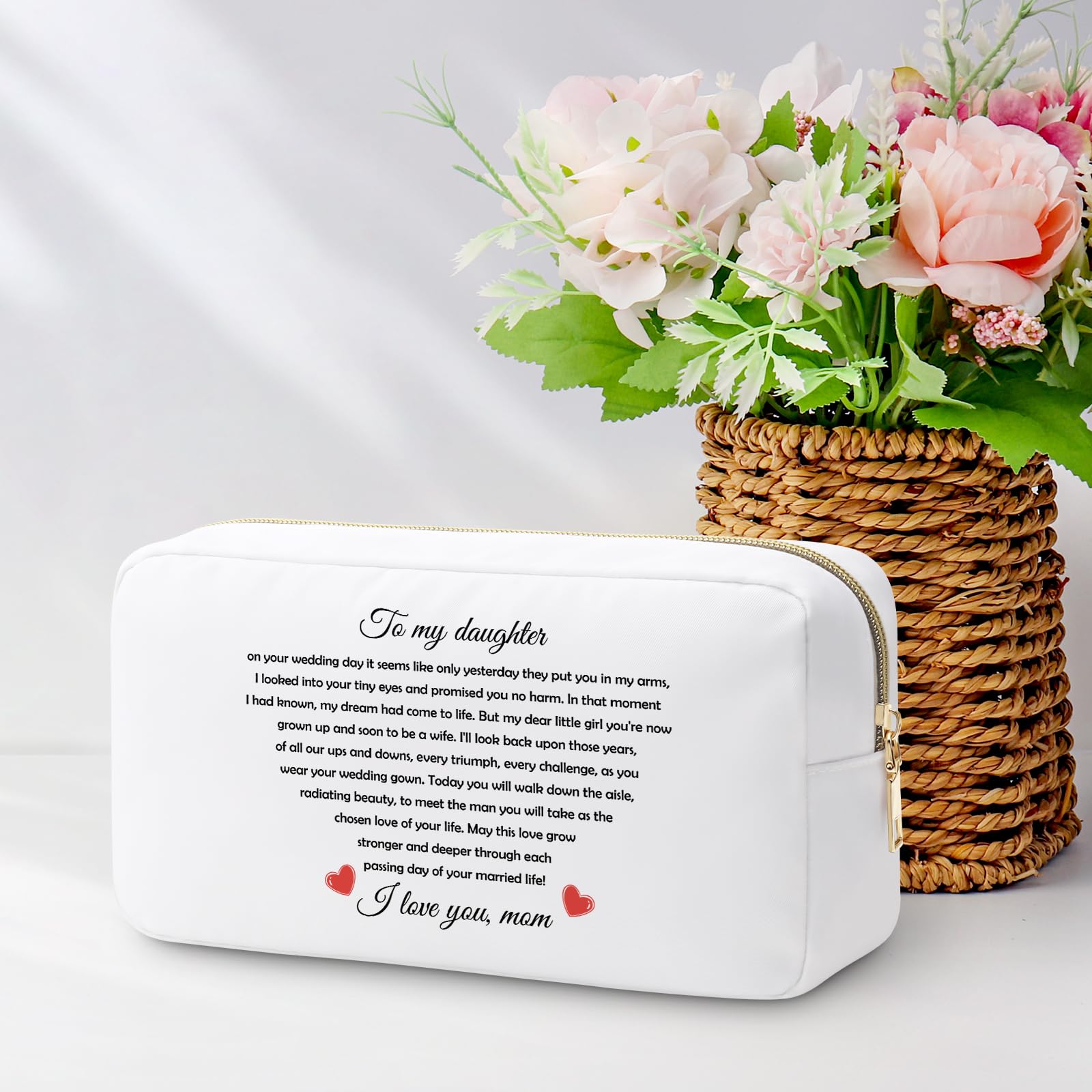 Daughter Bride Gift from Mom Makeup Bag Daughter Wedding Gift from Mother Bridal Shower Cosmetic Bag Wedding Day Present for her Travel Pouch Bride to Be Bachelorette Zipper Pouch - Image 3