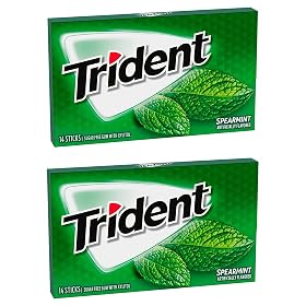 Trident Sugar Free Gum Spearmint, 2 x 26 g
