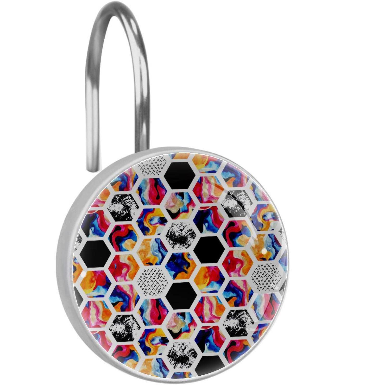 Crochets pour rideau de douche en inox motif ruche pour une salle de bain moderne