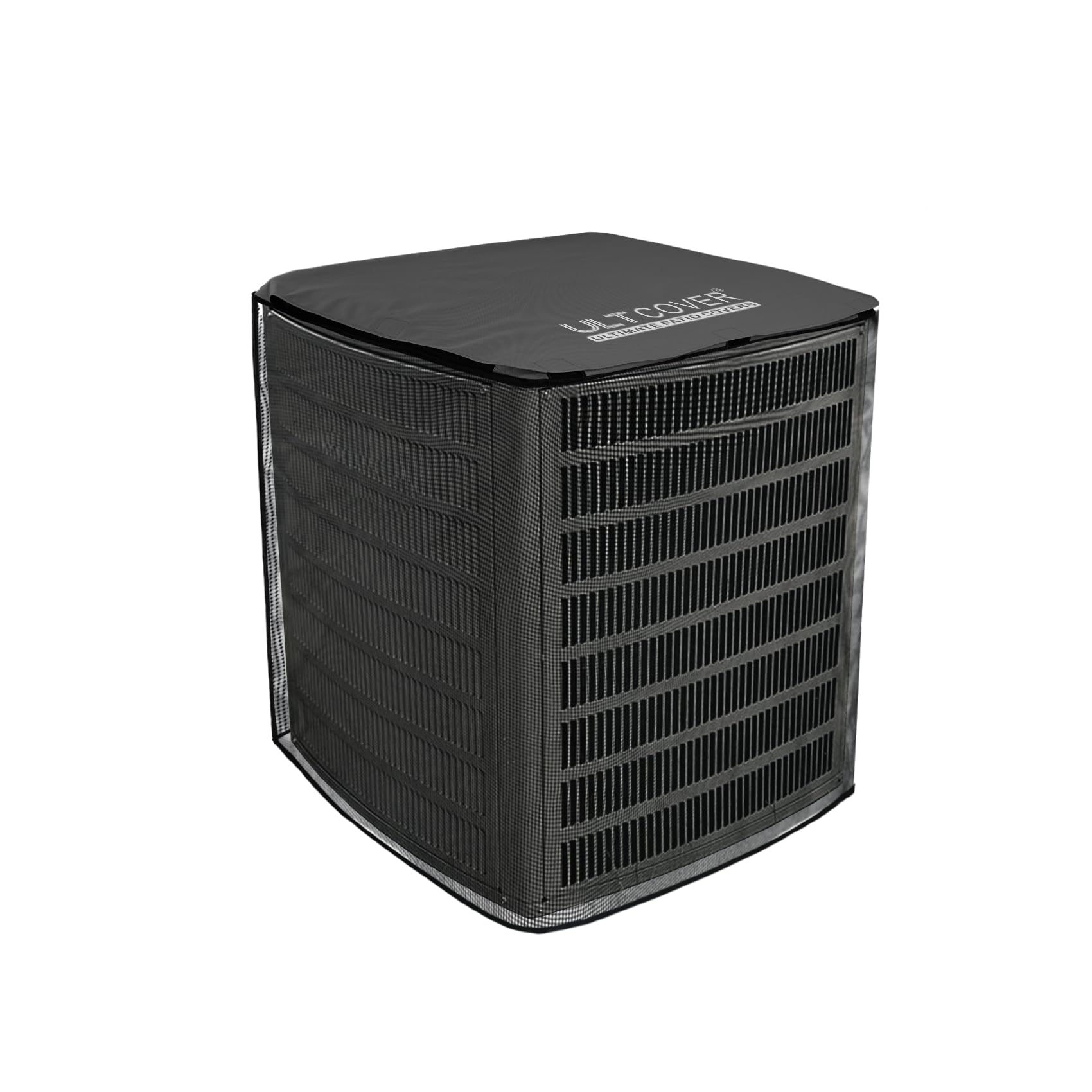 ULTCOVER 2 in 1 Full Mesh with Waterproof Fabric Top Air Conditioner Defender Cover 30W x 30D x 32H inch for Outside AC Units All Seasons Use, Black