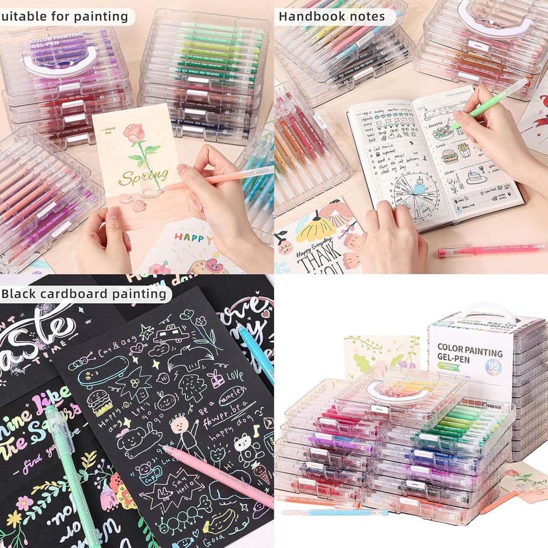 45/72/99 Colors Gel Pen Set, Stylos Gel Paillettes, Stylo Gels Métallique, Stylo à Encre Métallisé, Stylos Paillettes Pour peinture,d'écriture et livres de coloriage adultes (72Color)