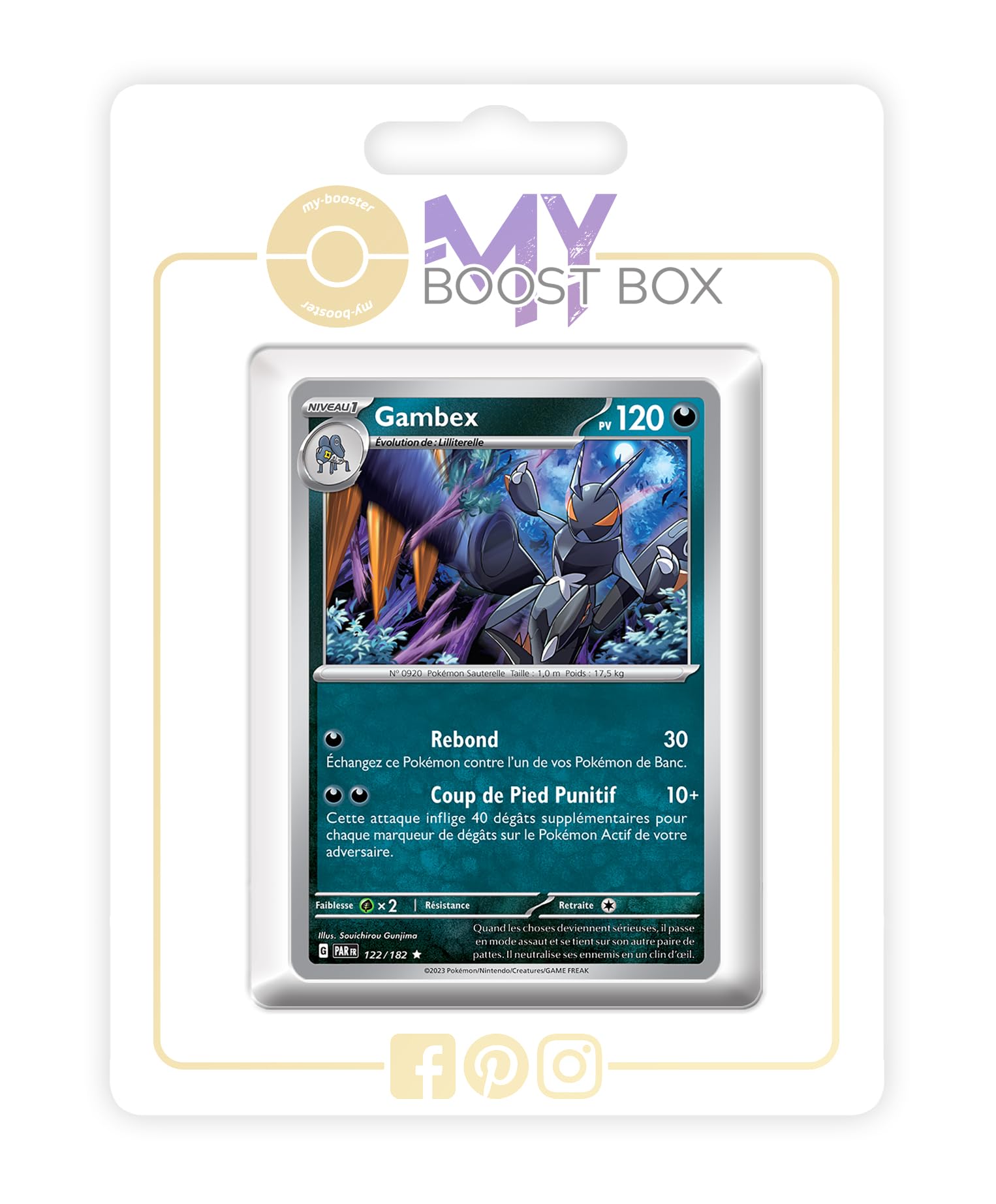 Gambex (Lokix) 122/182 Holo or Reverse (Random) - my-booster X Écarlate et Violet 4 - Faille Paradoxe Box of 10 Pokemon French Cards