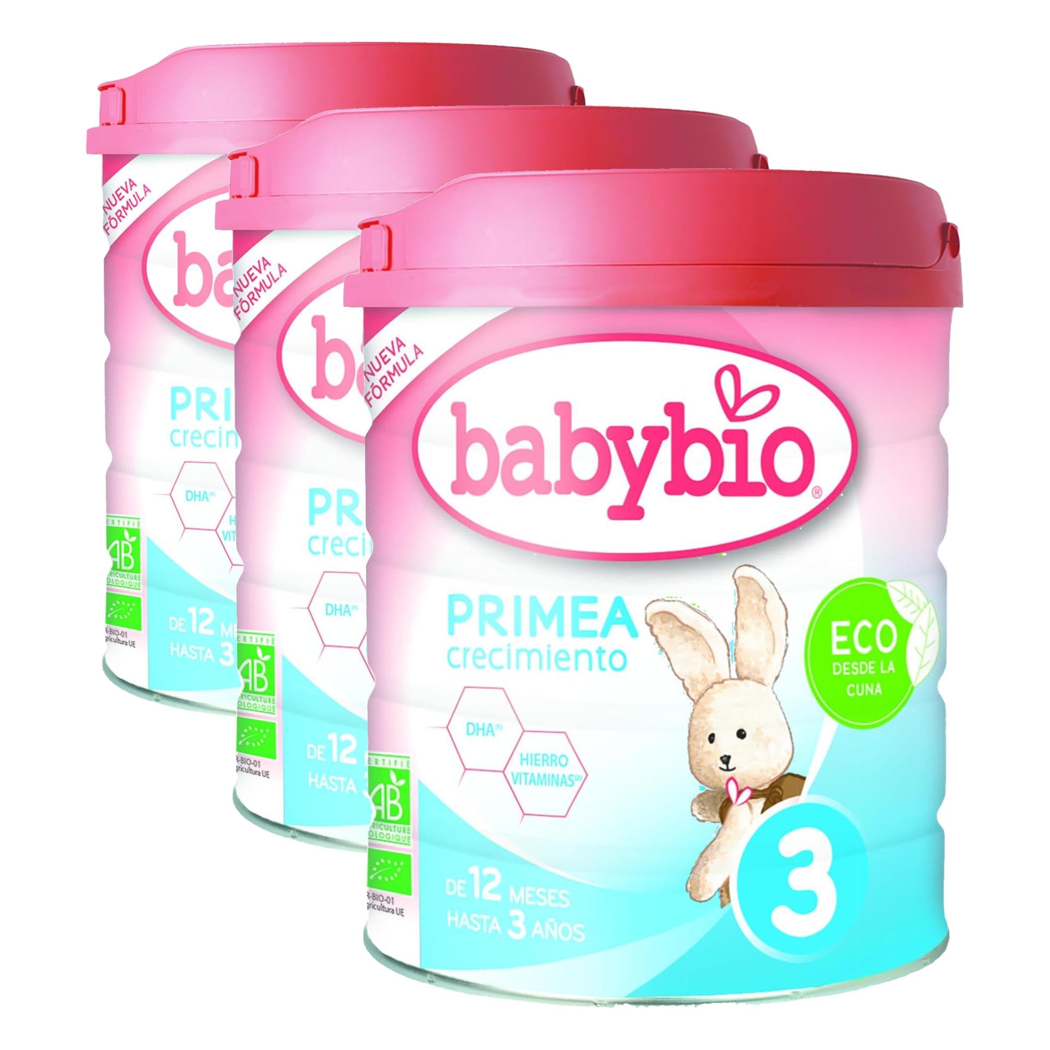 BABYBIO LECHE PRIMEA 3 CRECIMIENTO 10 meses 800gr. BIO (Paquete de 3)