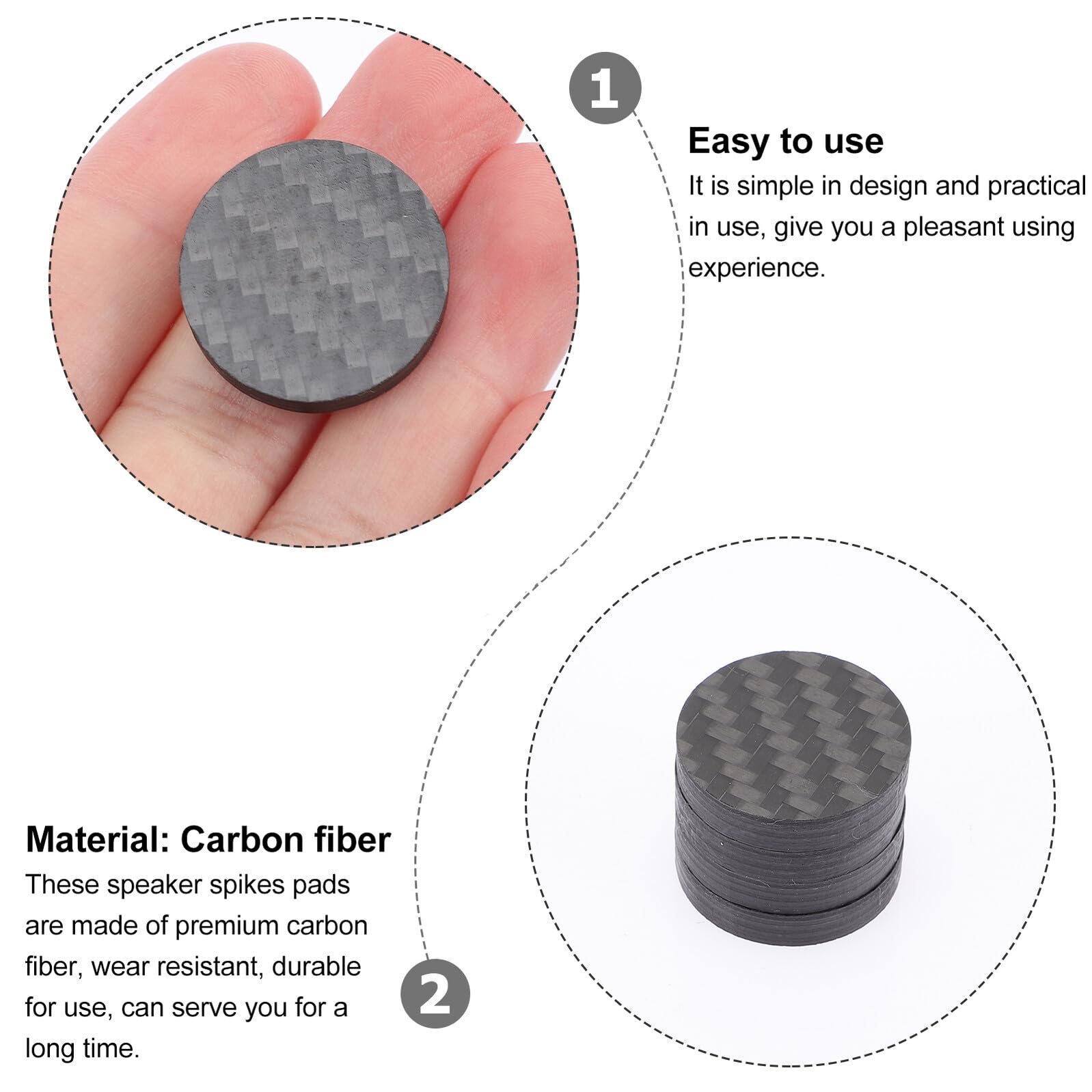 SHINEOFI 20 Pezzi Piedini Isolanti in di Carbonio per Altoparlanti Supporti Antivibrazione Resistenti e Leggeri per Piedini Diffusori e Giradischi