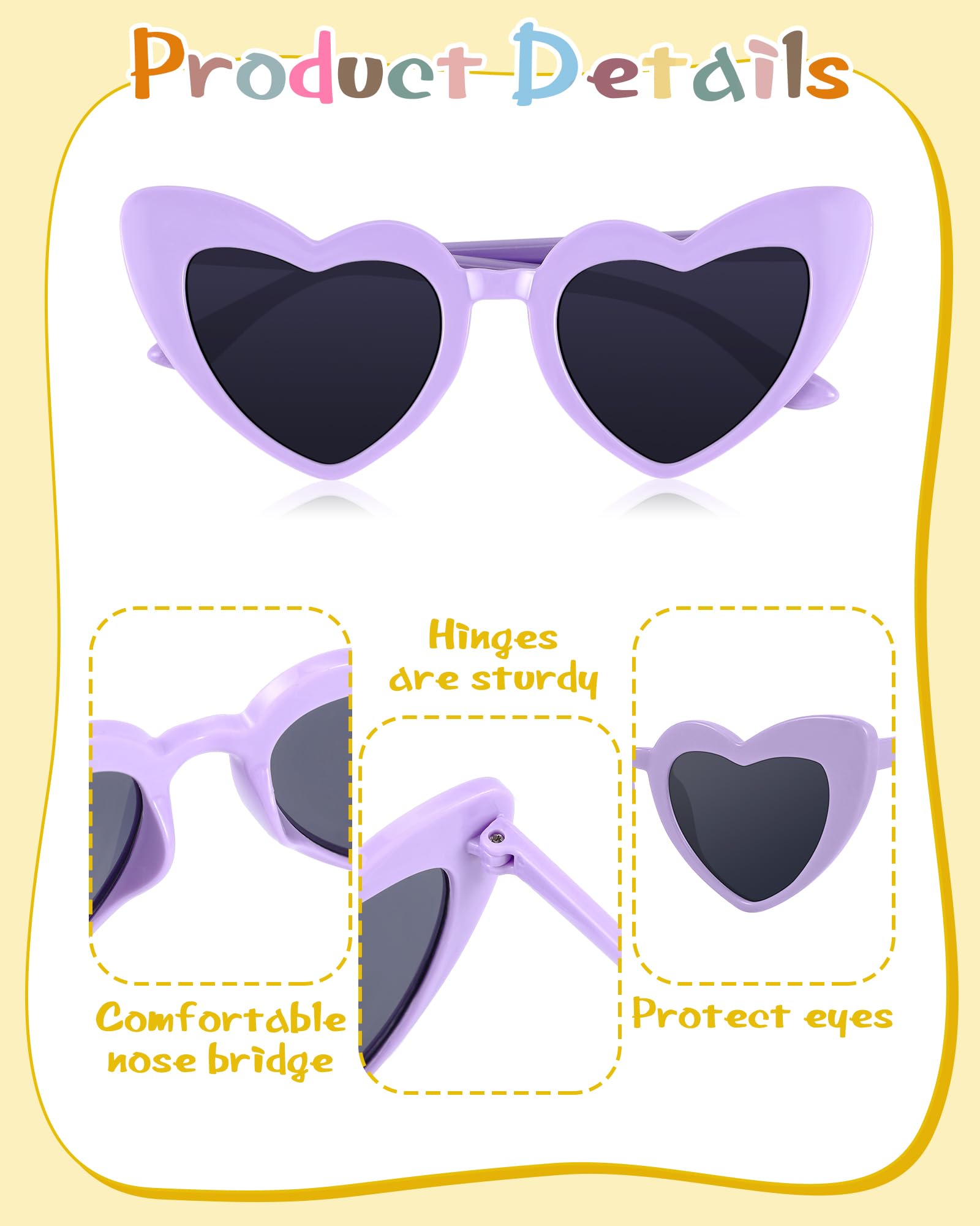 Kanayu 317 Pcs Kids Sunglasses DIY Kit Includes 15 Pairs Heart Shaped Sunglasses 200 Pcs Random Letter Beads 100 Daisy Charms and 2 Glue Bulk for Toddler Girls Boys Costume Decoration Party Favors
