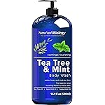 New York Biology Tea Tree Mint Body Wash for Men and Women - Moisturizing Body Wash Helps Soothe the Skin - Refreshing and Hydrating Cleanser for Body and Feet - 16.9 Fl Oz