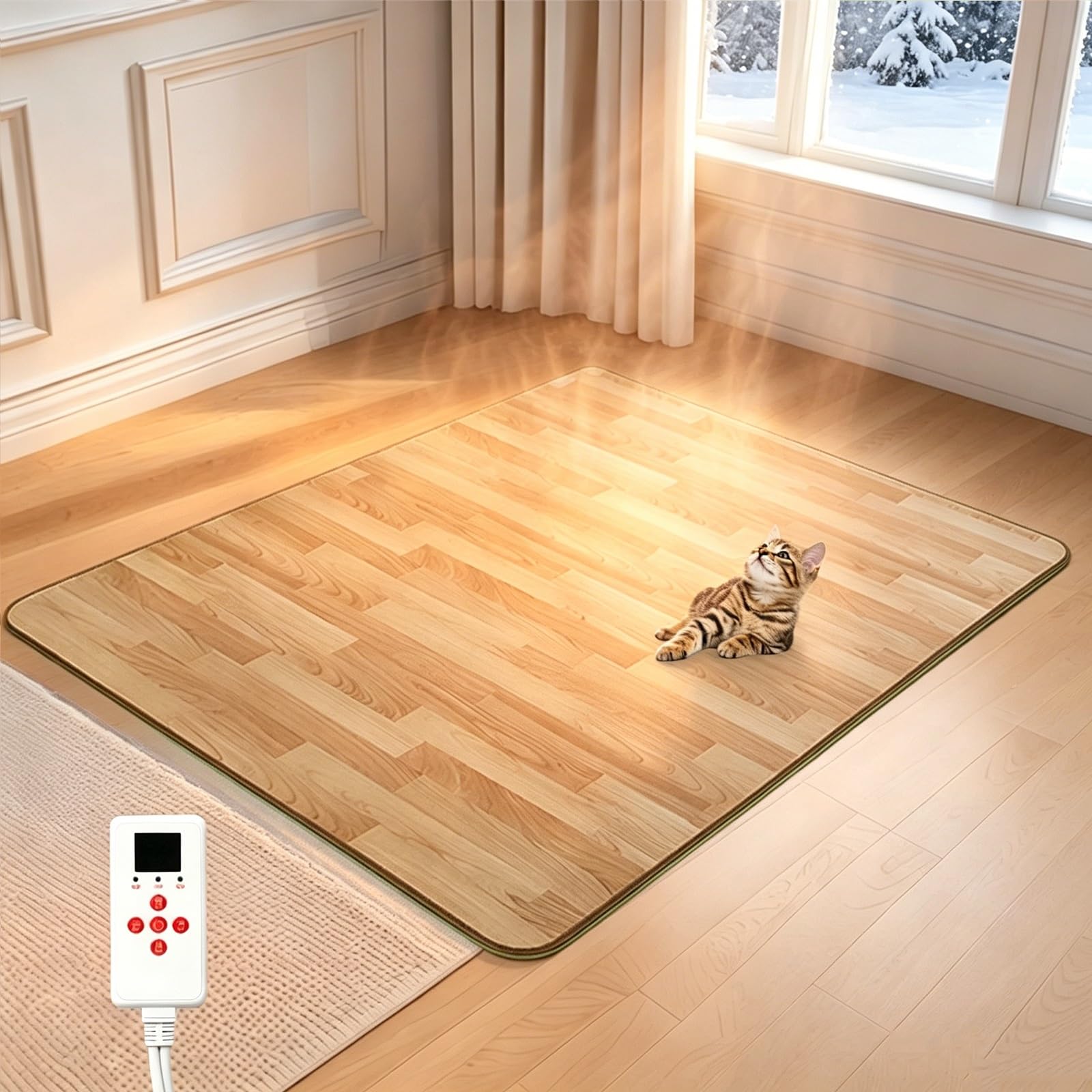 Graphen-Heizmatte, tragbare Heizmatte mit einstellbarem Thermostat, rutschfest und wasserdicht, ideal für Wohnzimmer, Büro, Yoga und Schlafzimmer(50X150cm)