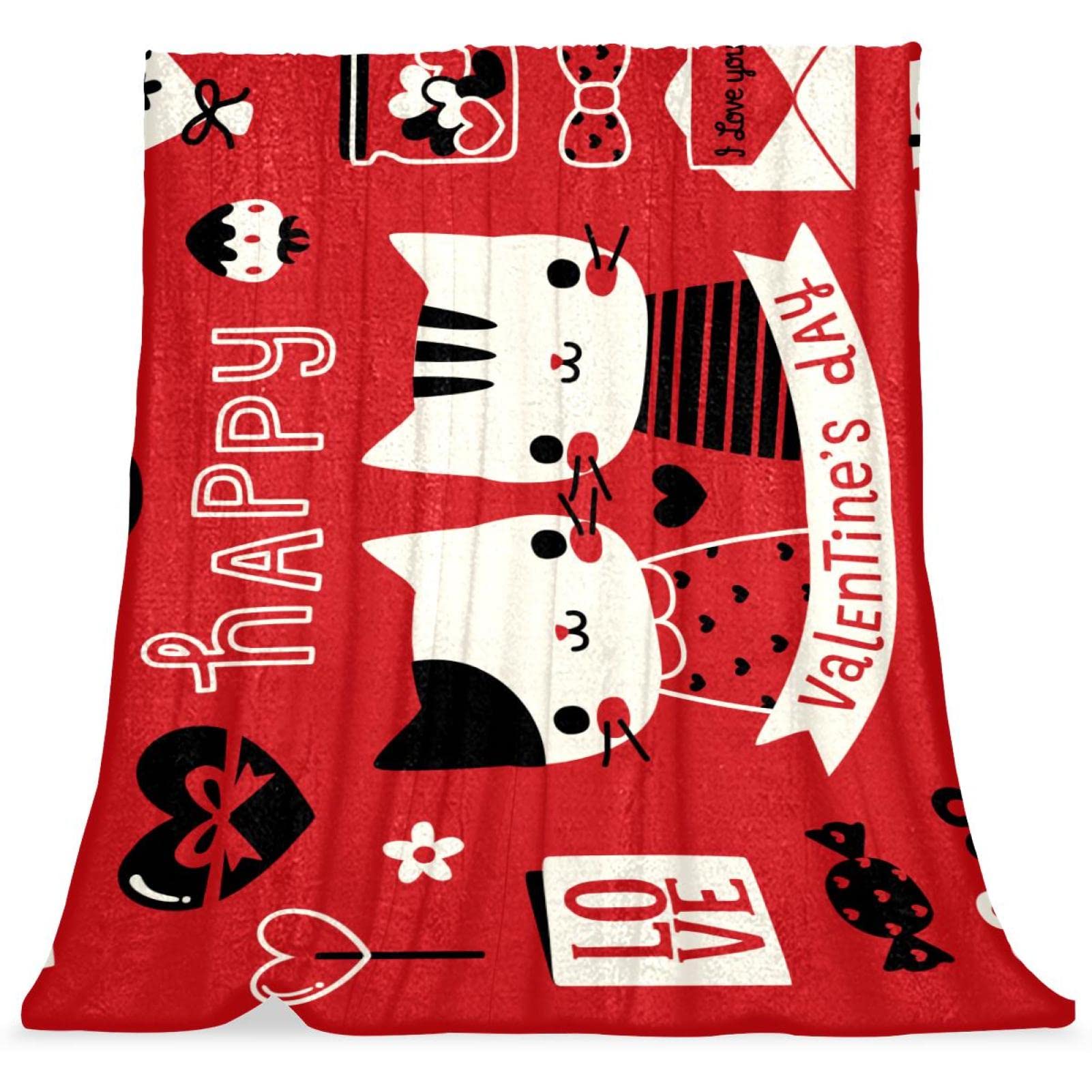 Couvre-lit chat couple cadeau de Saint-Valentin romantique et doux