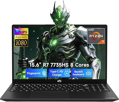 NIMO Portátil ligero para juegos, pantalla FHD IPS de 15.6 pulgadas, AMD R7 7735HS (hasta 4.75 GHz, Beat i7-12650H) computadora con 16 GB DDR5 RAM