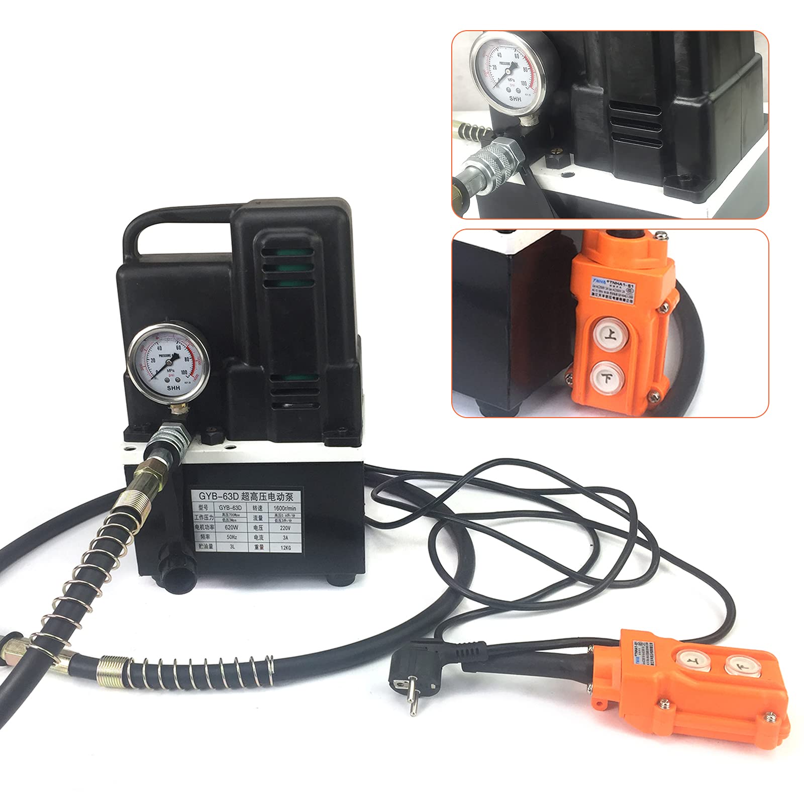 3700 rpm Pompa Idraulica Elettrica Pompa Idraulica con Elettrovalvola Stazione di Pompaggio d'olio Pressa Idraulica Pompa ad olio Elettrica ad alta pressione 1200W