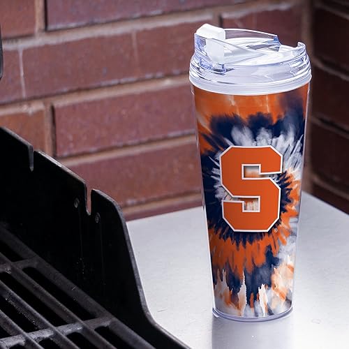 Miniatura 47 de Rico Industries NCAA - Vaso de acrílico con purpurina de 24 onzas con tapa con bisagras, vaso de doble pared con licencia oficial y popote Brillo