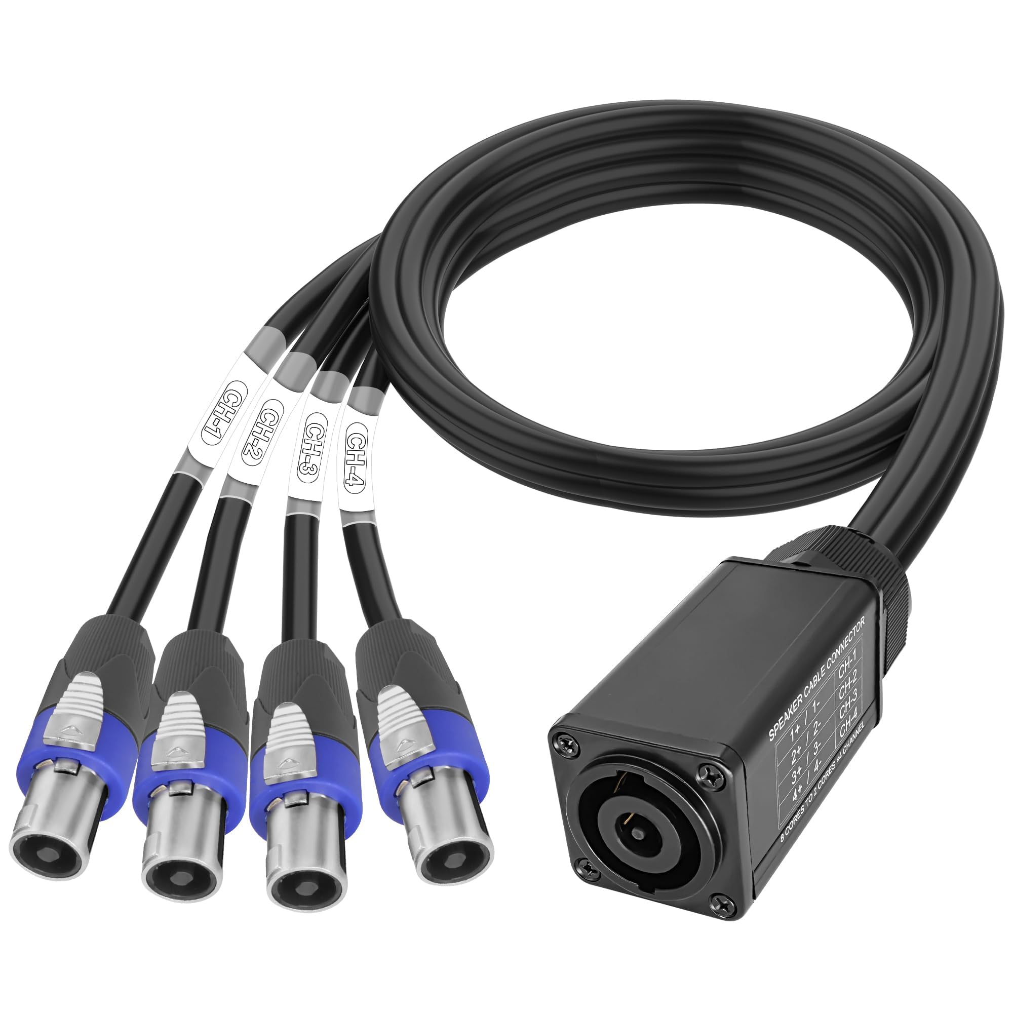 XMSJSIY Speakon Audio Snake Cable Speakon 8 Core to 2 Core x 4