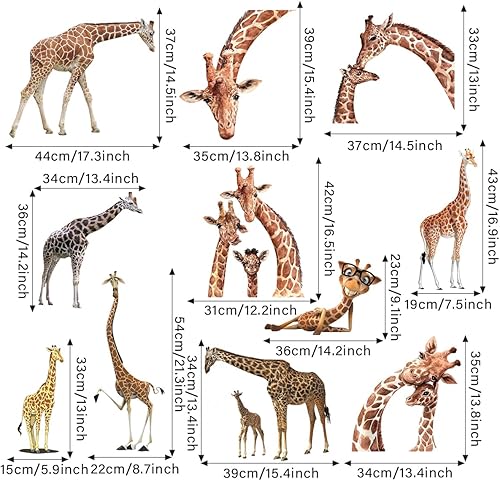 Miniatura 3 de Divertidas calcomanías de pared de jirafa de animales para despegar y pegar, calcomanías de pared de jirafa 3D, animales de la selva, habitación de