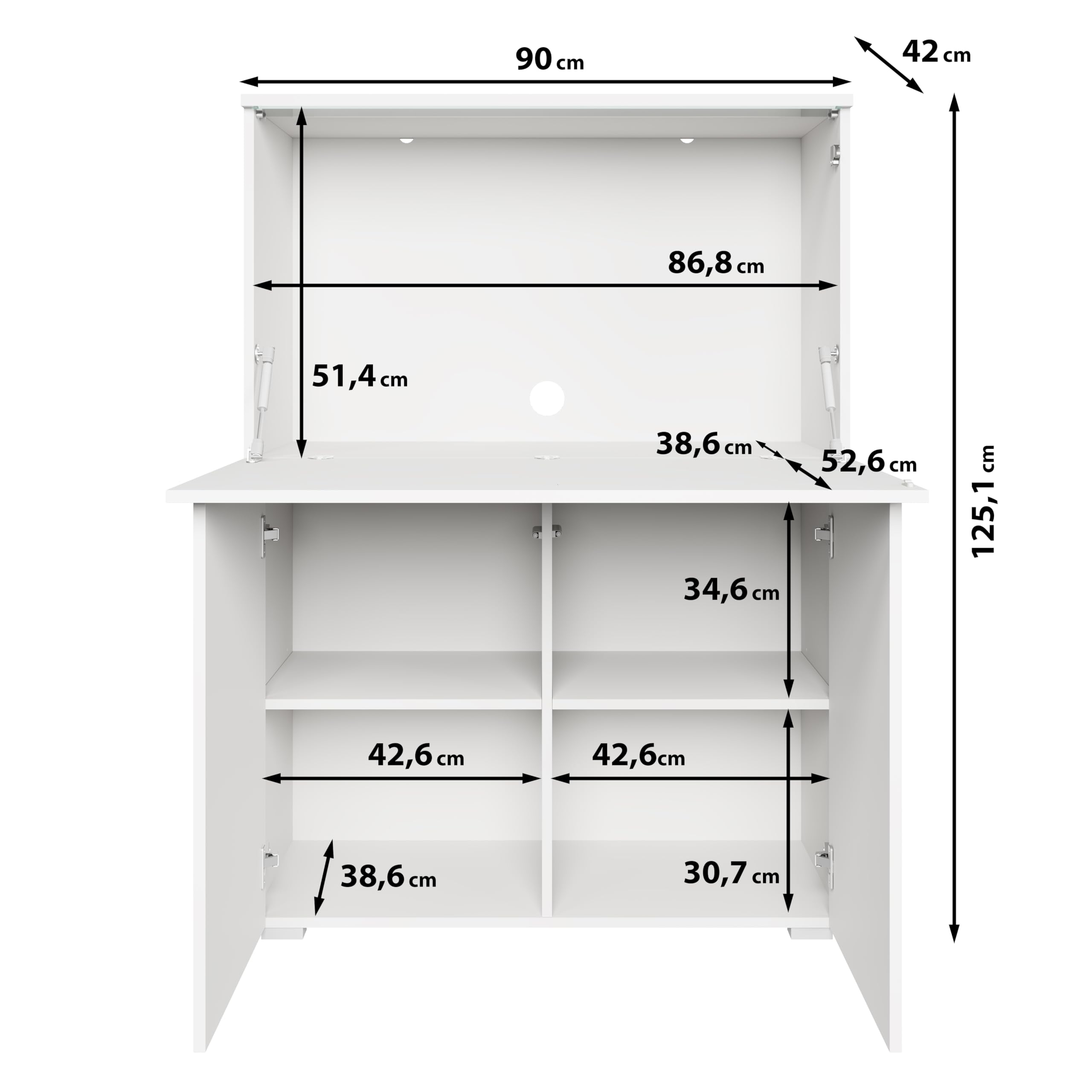 MINIO go for it - Bureau de secrétaire Veve avec Plateau Rabattable