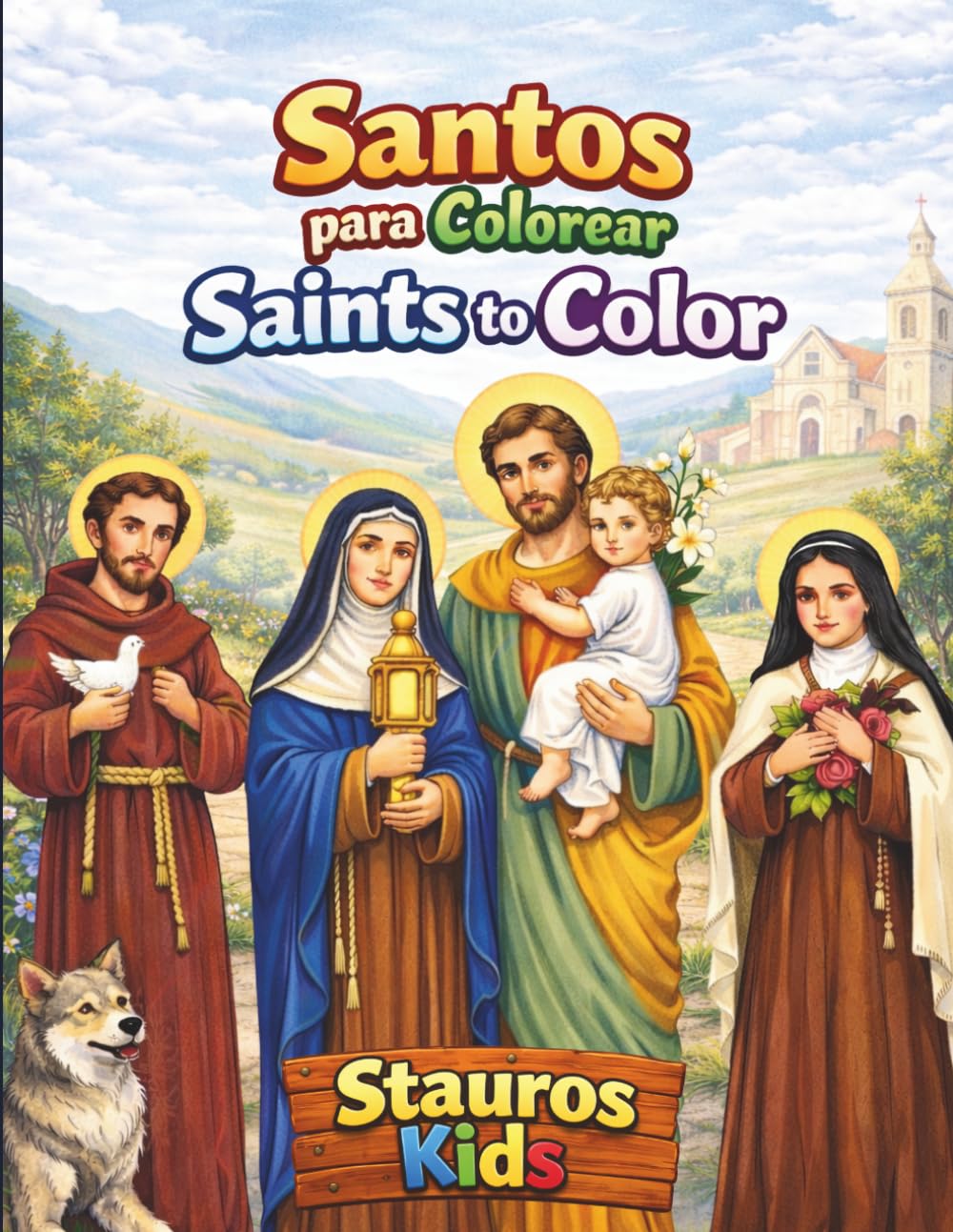 Santos para Colorear / Saints to Color: Libro católico bilingüe español-inglés para niños con historias de santos e ilustraciones para colorear