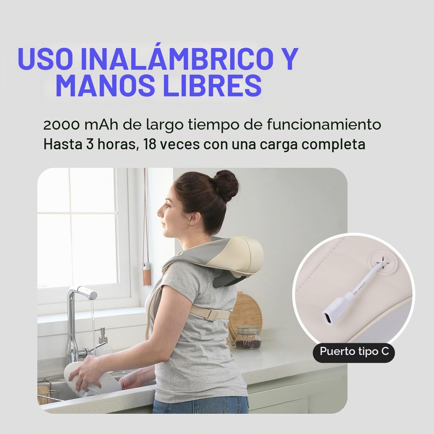 HubiCare Mini Shiatsu Masajeador de cuello, tejido profundo 3D con 2 niveles de calor para aliviar el dolor, Masajeador eléctrico portátil de espalda y hombros, manos libres para uso en casa y oficina