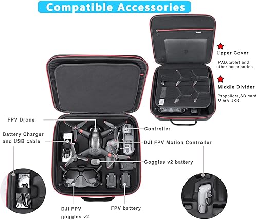 Miniatura 2 de RLSOCO Estuche rígido para DJI FPV Combo/Avata Pro Combo, se adapta a un conjunto completo de accesorios: para DJI FPV/Avata Pro (solo funda)