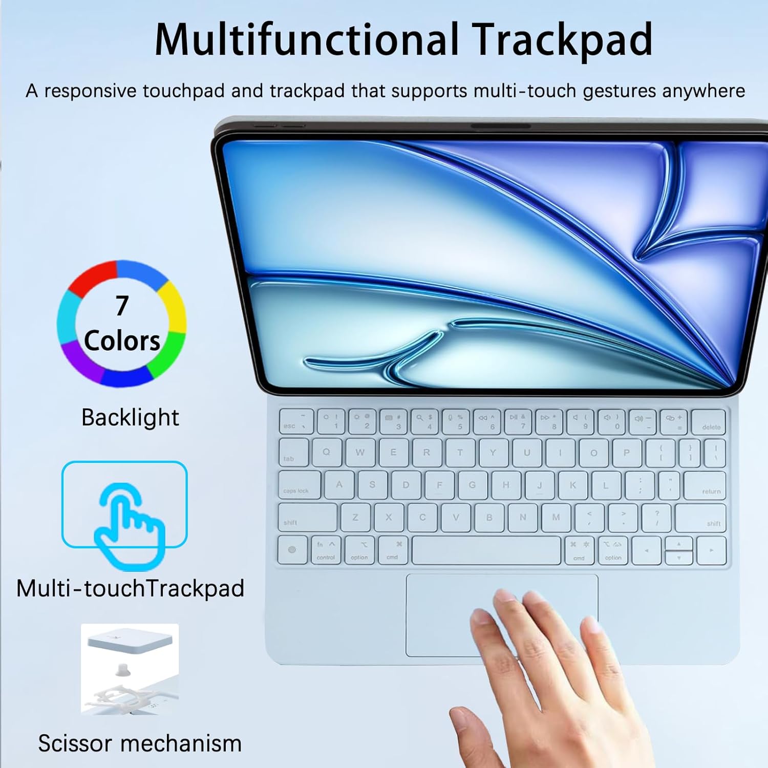 Magic Keyboard Case for iPad Air 11" M3 2025/M2 2024 & iPad Air 4/5 10.9" & iPad Pro 11" (1st/2nd/3rd/4th) with Multi-Touch Trackpad, Backlit Keys, Floating Cantilever Stand, LED Display, Blue