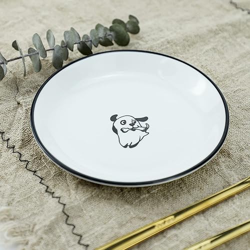 Miniatura 6 de Divertido patrón de perro feliz de 5 pulgadas con trazos de pincel de cerámica para condimentos, soportes para bolsas de té, platillo de salsa de