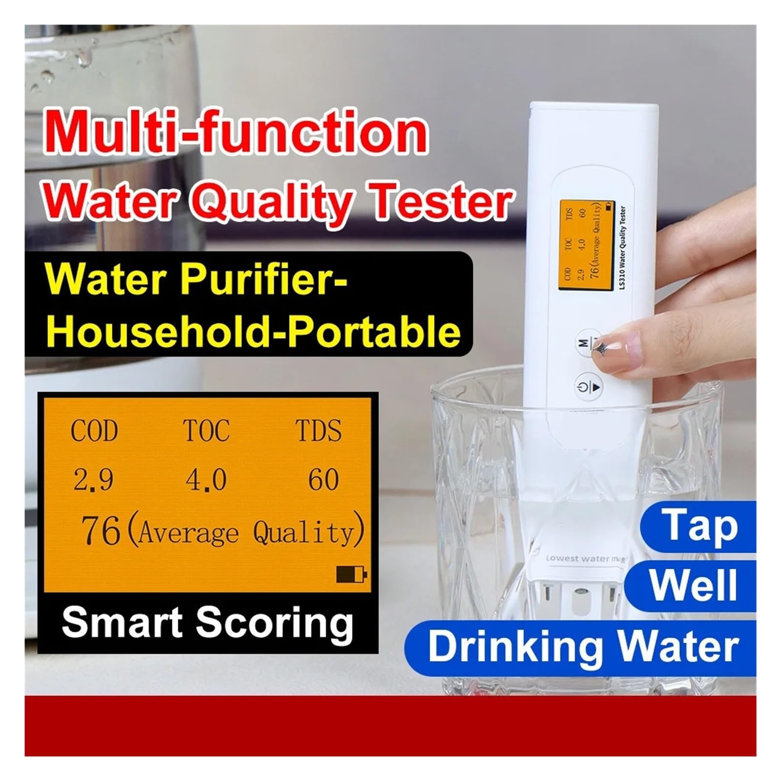 Probador de Calidad del Agua Potable, medidor de TDS, medidor portátil de DQO, TOC, CE, Alta precisión, Calidad, Resistente