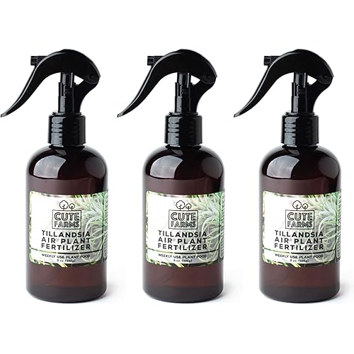 Cute Farms Tillandsia Air Plant Fertilizer | Gentle Weekly Use Formula Plant Food with Care Guide | Formulated Nutrients for Air Plants (Three - 8 oz. Spray Bottle)
