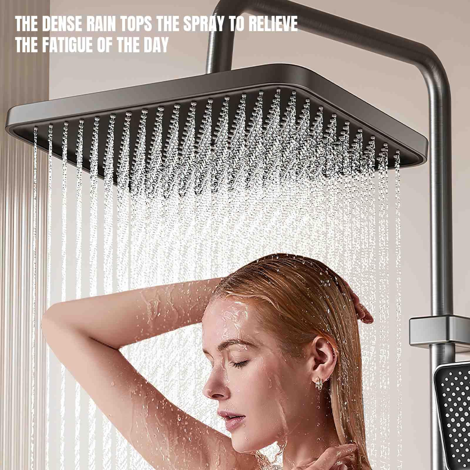 Columna Ducha Termostatica con Pantalla Digital,Duchas de Baño,Pantalla LED Integrada,4 Modos de Agua, Altura Regulable,Teclas Piano,Instalación muy Sencilla. (Gris B)