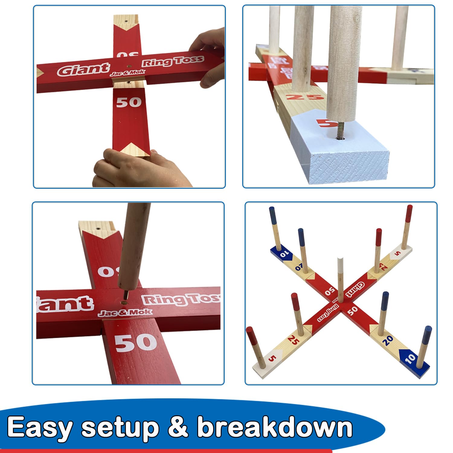 Ringwurfspiel Wurfspiele Ring Toss Game Holz Ringe Werfen Spiel mit Tragetasche