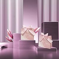 Vista 9 de Paquete de 30 pequeñas bolsas de regalo de agradecimiento, bolsas de regalo de fiesta con patrón de mármol con lazo rosa, 4.5 x 1.8 x 3 pulgadas