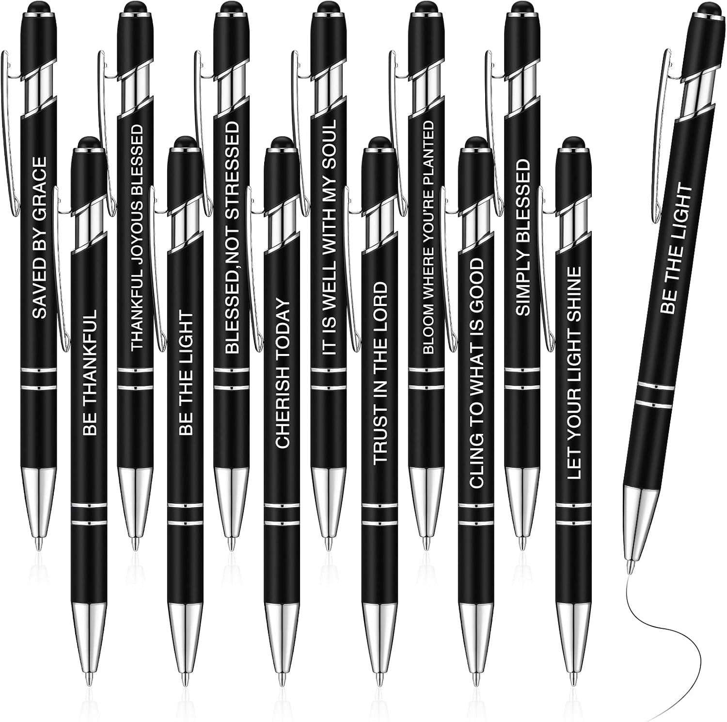 Zonon 12 Pieces Inspirational Motivational Quotes Ballpoint Pens with Stylus Tip