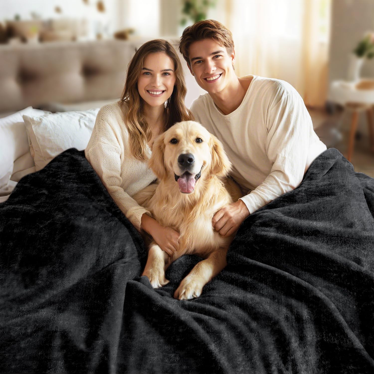 JYK Fleece Plush Blanket - 3.5 LB, 1 Ply Lightweight Korean Style Mink Blanket, Queen 79" x 91" - Super Soft, Warm & Cozy, Microfiber Bed Blanket for All Seasons, Black - Image 6