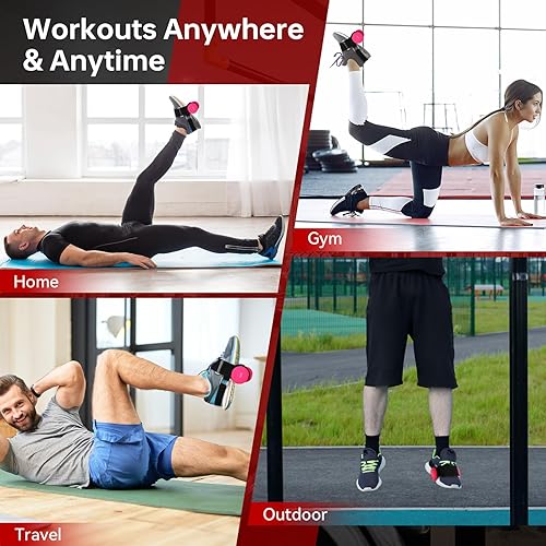 Miniatura 7 de Pesas de tobillo ajustables para hombres y mujeres, paquete de 2 unidades, correas de entrenamiento de tobillo para entrenamiento de gimnasio y