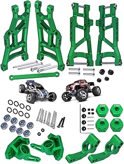 Rcarmumb Upgrades Part for 1/10 Traxxas Rustler VXL 2wd/Stampede VXL 2wd,Alloy Front Rear Suspension A Armsï¼ŒAlloy Steering Blocks Caster Blocks C-Hubs Stub Axle Carriers Left&Right,Green