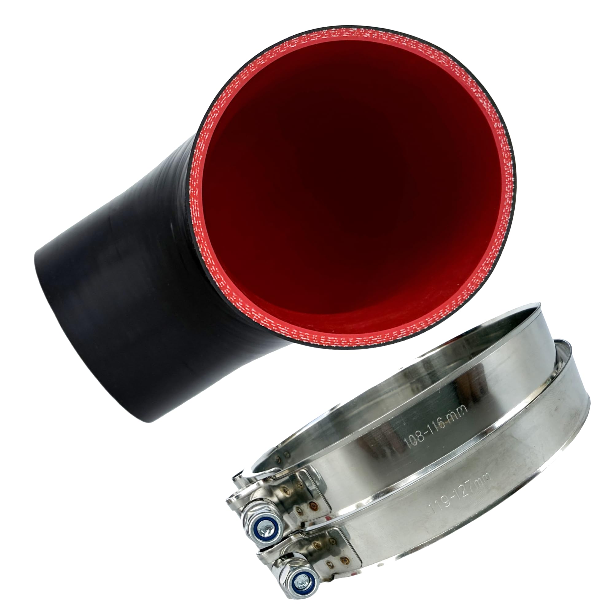 Acoplador de codo de 90° de silicona con abrazadera de perno en T de acero inoxidable, diseño reforzado de 4 capas de alta temperatura para turbo/intercooler/tubería de admisión/hidráulico industrial