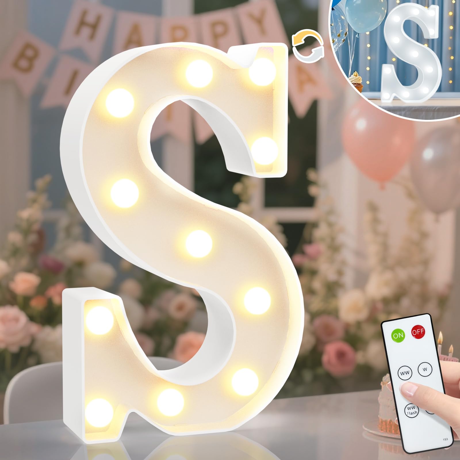 8.8" Decorative LED Light Up Numbers, Marquee Numbers Lights for 7th Birthday Decorations, Lighted Number Sign for Birthday Party Night Lights Wedding Anniversary Home Wall Decor, White Number 7 — view 55