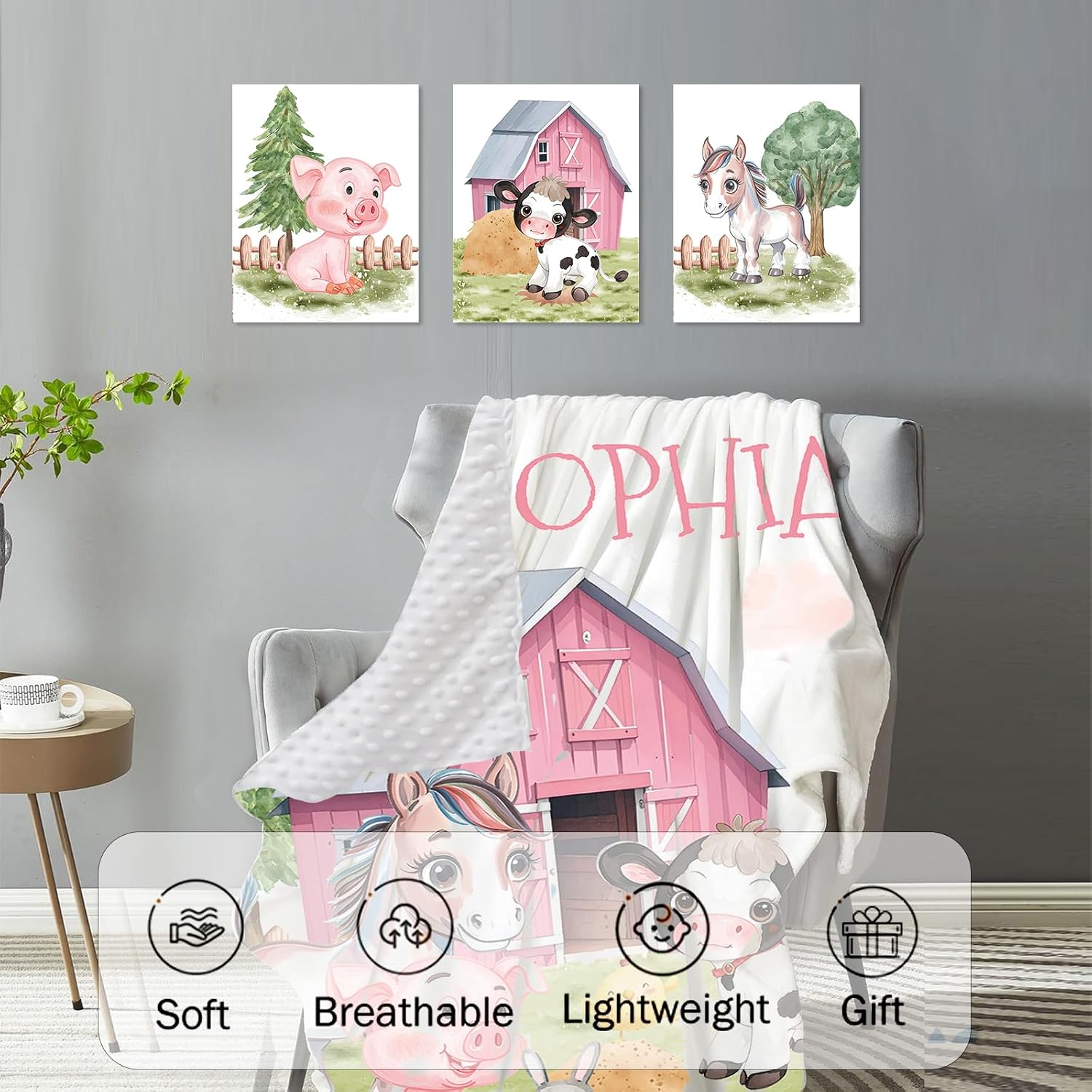 Personalized Baby Crib Bedding Set: 4 Piece Custom Animal House Crib Bed Set with Name, Nursery Bedding Set for Baby Girls, Newborn Boys Crib Sets, Crib Bedding Custom Gift, Crib Sheet