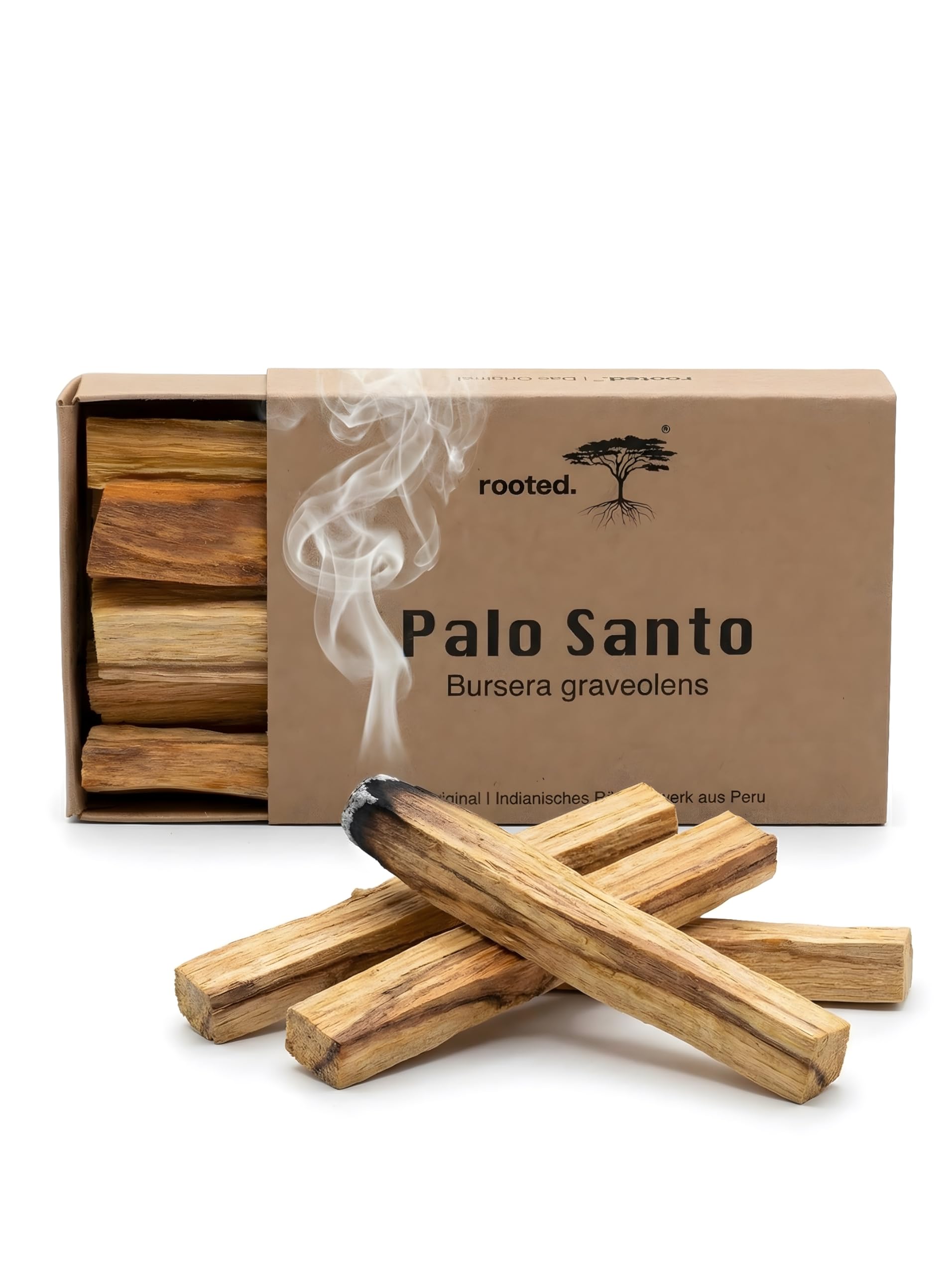 rooted.® Das Original Palo Santo - Indianisches [RÄUCHERHOLZ] aus Peru - Heiliges Holz -100% kontrollierte und nachhaltige Ernte - Meditation und Reinigungsrituale