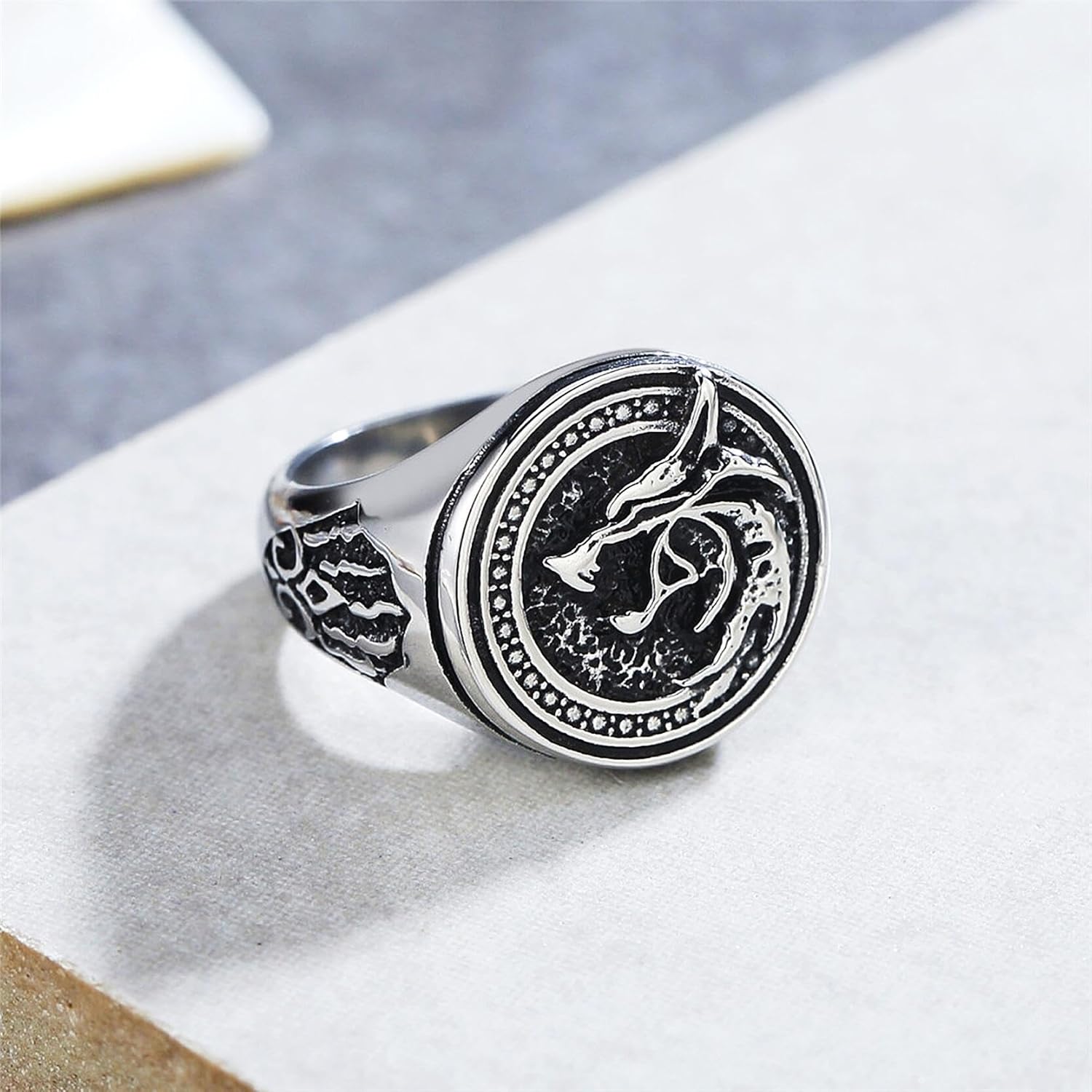 Animal Ring Odin's Celtic Wolf Stainless Steel Rings for Men Nordic Viking Runes Amulet Gift Animal Talisman men jewelry Cuban Rings for men - Image 2